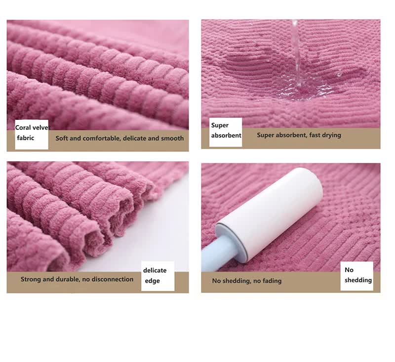 2 PCS Light Pink Coral Fleece Towel and Bath Towel Set - Ultra Soft, Absorbent, and Lint-Free for Home and Spa