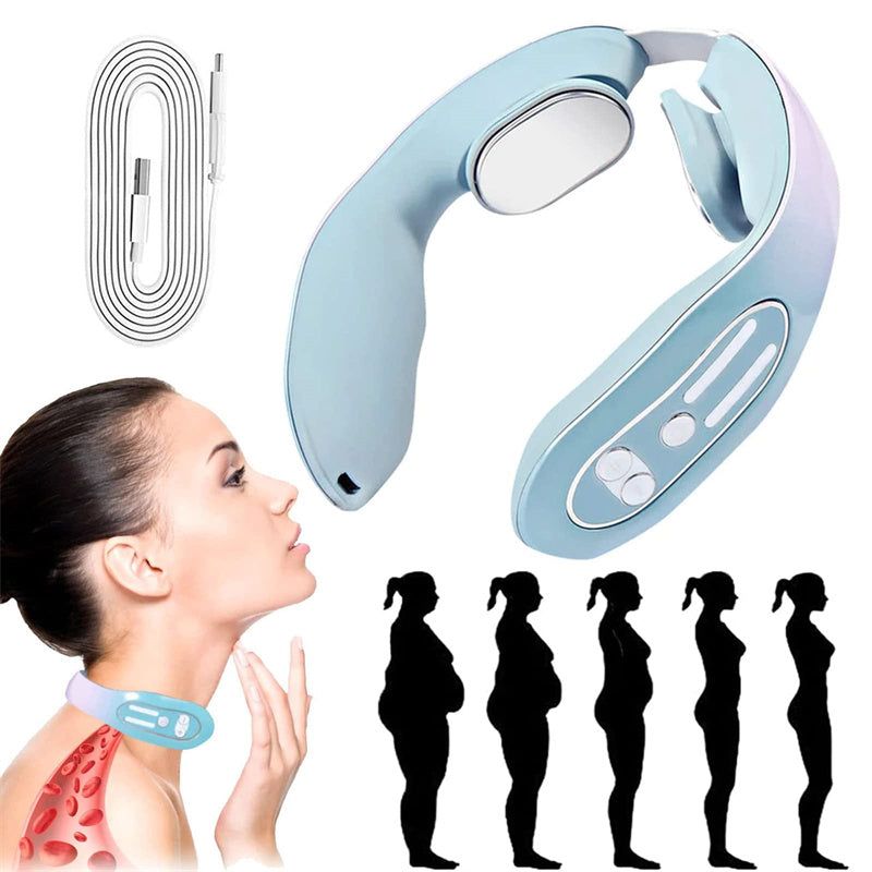 Gray 12-Level Intelligent Neck Massager with Heating Function - Pain Relief and Relaxation