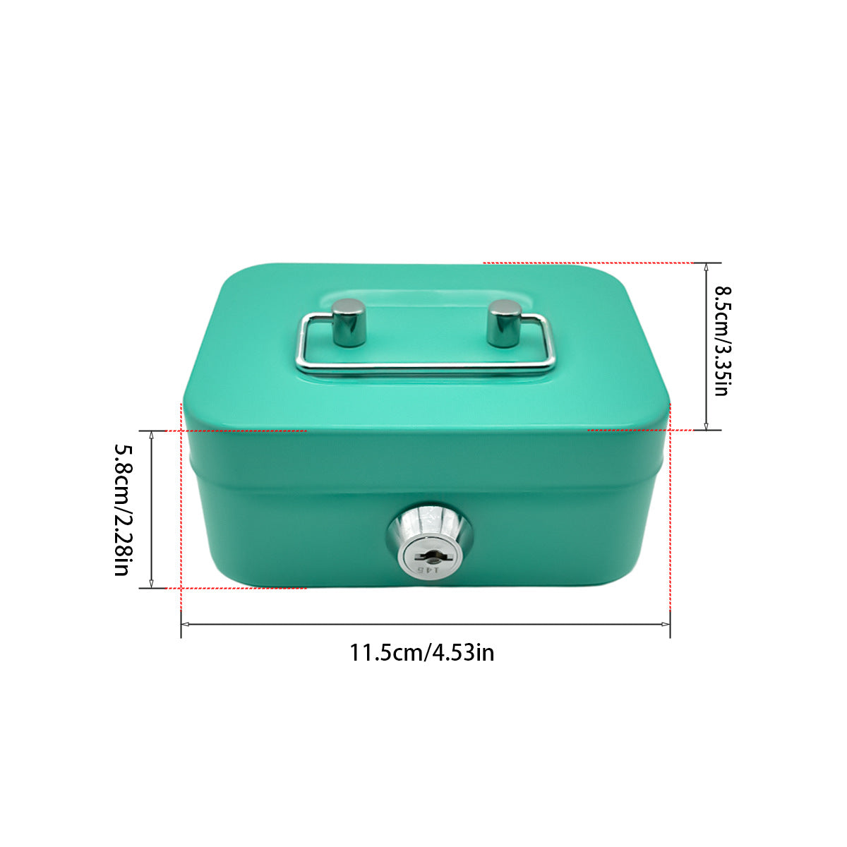 2PCS/Green Mini Lockable Cash Box with Handle - Secure Money Storage Box