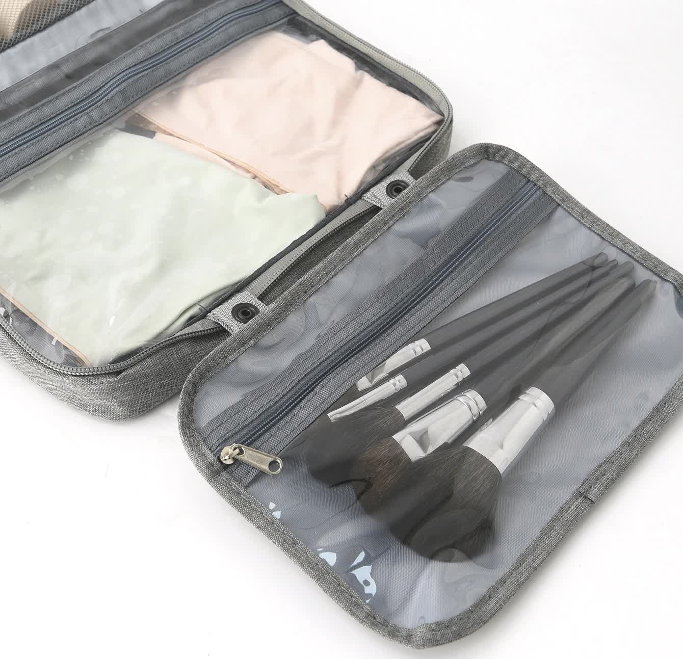 Purple Multipurpose Portable Travel Toiletry Bag - Waterproof Cosmetic Organizer with Zipper