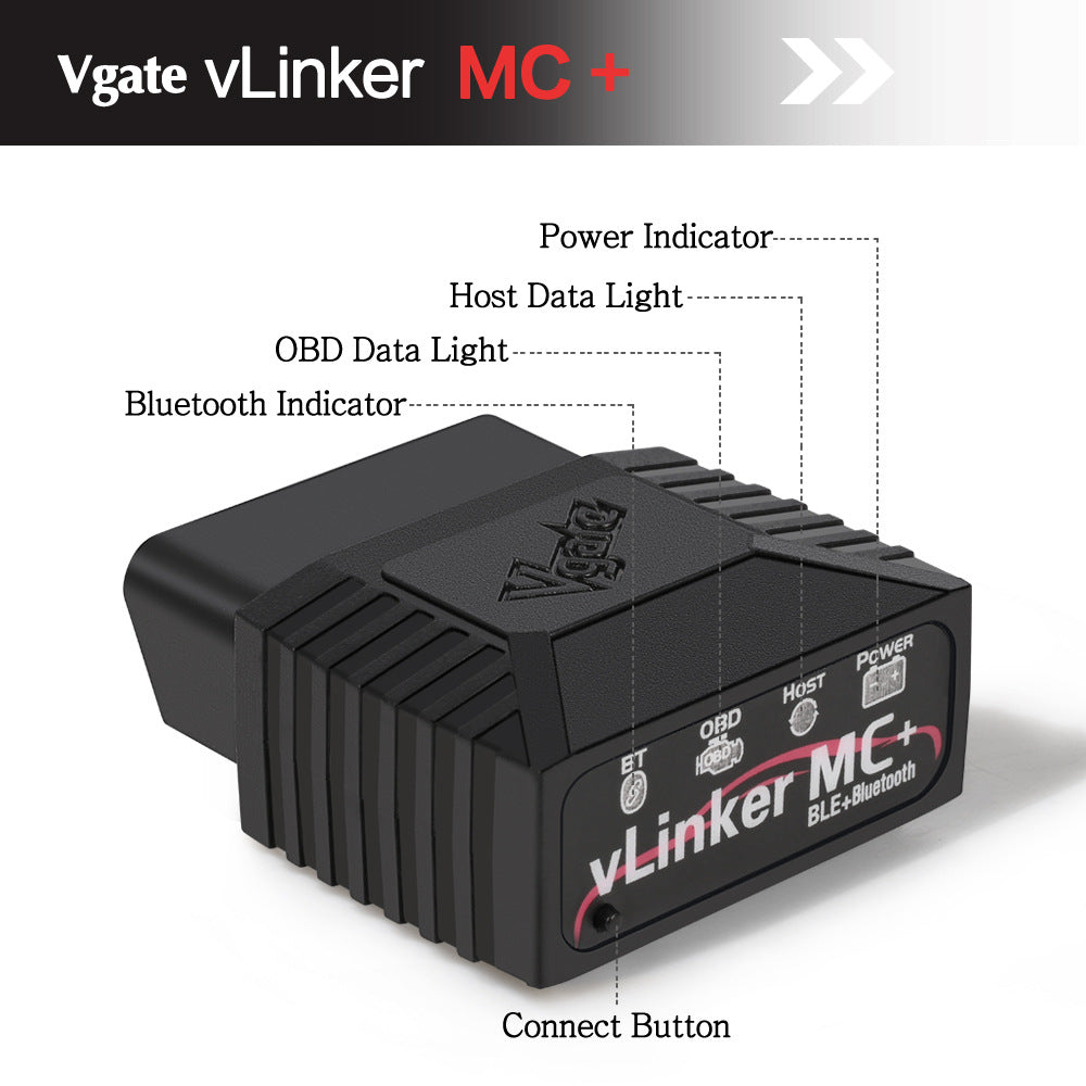 Bluetooth 3.0 version Vgate vLinker MC+ Bluetooth OBD2 Diagnostic Scanner - Supports Multiple Car Models & Advanced Protocols, Compatible with Android and iOS