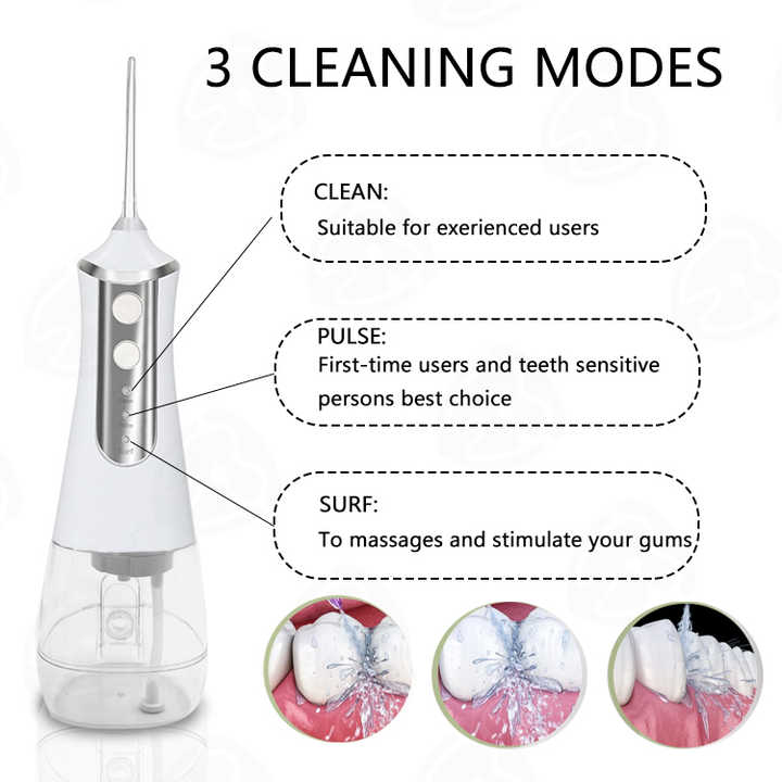 Black 300ML Cordless Water Flosser with 5 Nozzles - Rechargeable Portable Oral Irrigator