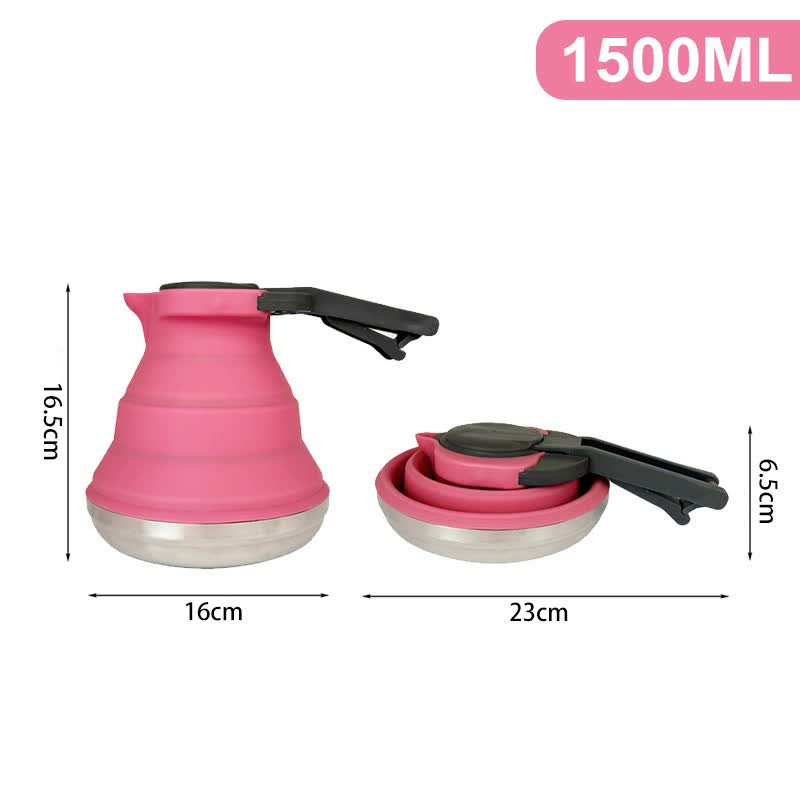 Rose Red 304 Stainless Steel Collapsible Silicone Tea Kettle - Portable and Heat-Resistant Design