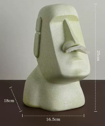 Light Green Creative Moai Tissue Holder - Fun and Unique Decorative Dispenser