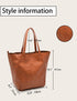 Brown Classic Large PU Leather Tote Bag with Inner Pouch - Elegant and Functional