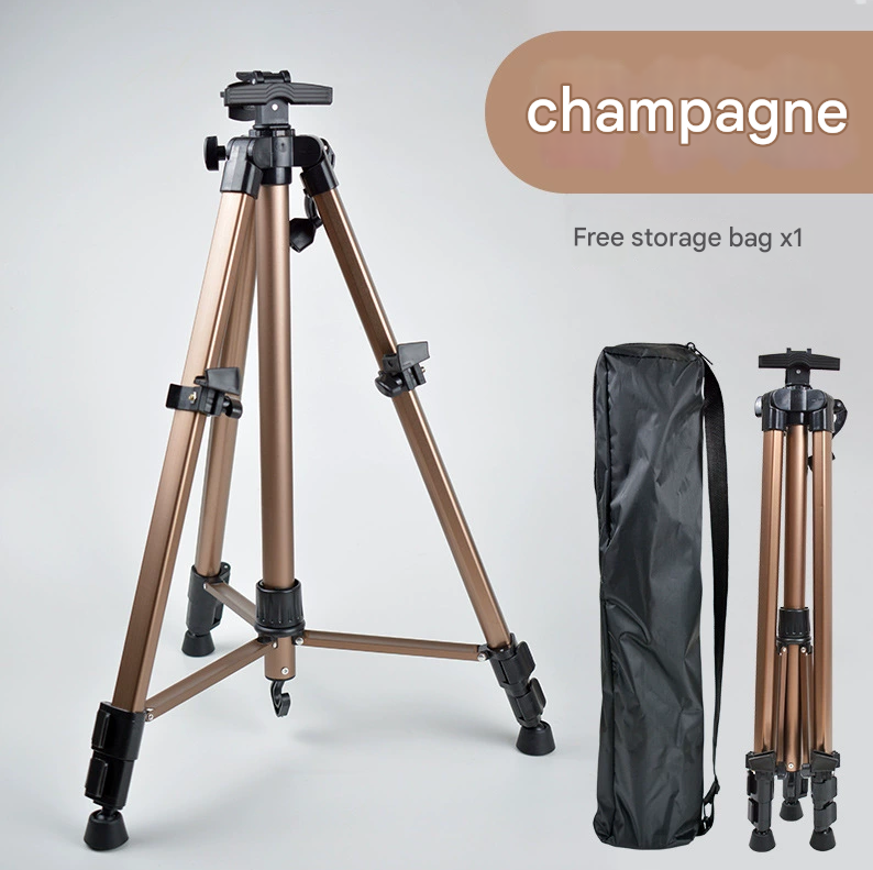 Champagne Portable Folding Artist Tripod Easel - Adjustable Stand for Sketching & Painting (Collapses to 54cm)