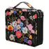 Black Floral Design Portable Zippered Pencil Case - 3-Layer Large Capacity Organizer for Stationery & Art Supplies