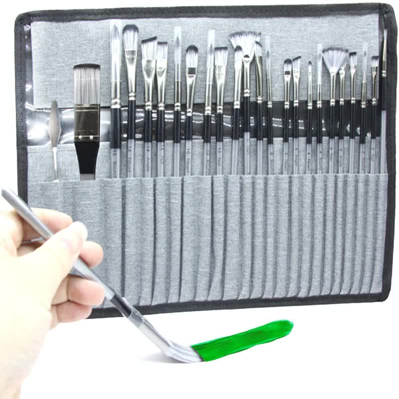 Professional Artist Brush Set with Portable Roll-Up Canvas Case - 36 x 26 cm