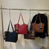 Black Elegant Black PU Leather Tote Bag with Cute Bear Keychain - Large Capacity Handbag for Women 38 x 26 x 13 cm