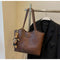 Coffee Brown Elegant Black PU Leather Tote Bag with Cute Bear Keychain - Large Capacity Handbag for Women 38 x 26 x 13 cm