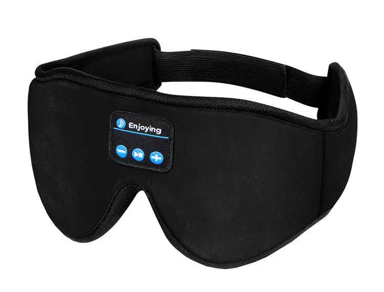 Black 3D Contoured Bluetooth Sleep Eye Mask - Ultra Soft Wireless Music Mask for Travel, Meditation, and Sleep