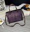 Purple Women's Classic PU Leather Tote Bag with Double Handles - Multi-Pocket Shoulder Bag in Black