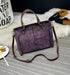 Purple Women's Classic PU Leather Tote Bag with Double Handles - Multi-Pocket Shoulder Bag in Black