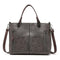 Grey Women's Classic PU Leather Tote Bag with Double Handles - Multi-Pocket Shoulder Bag in Black