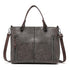 Grey Women's Classic PU Leather Tote Bag with Double Handles - Multi-Pocket Shoulder Bag in Black