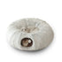 Grey Luxury Plush Cat Bed with Hidden Tunnel - Soft Round Pet Bed for Cats and Small Dogs