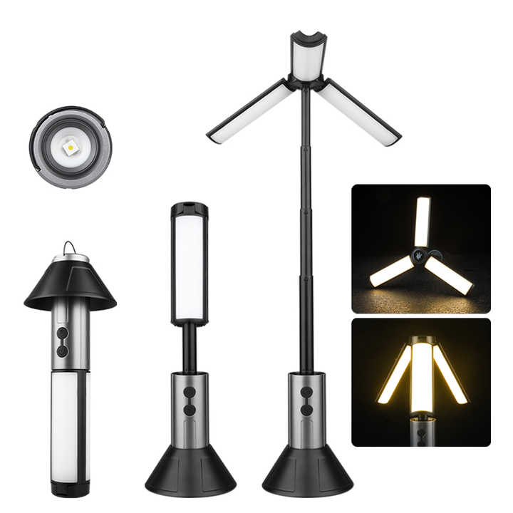 Multifunctional Telescopic Camping Lantern  Portable LED Light with Adjustable Height and USB-C Charging Up to 51.8 cm