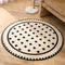 Grunge White Modern Round Area Rug with Geometric Black and White Pattern