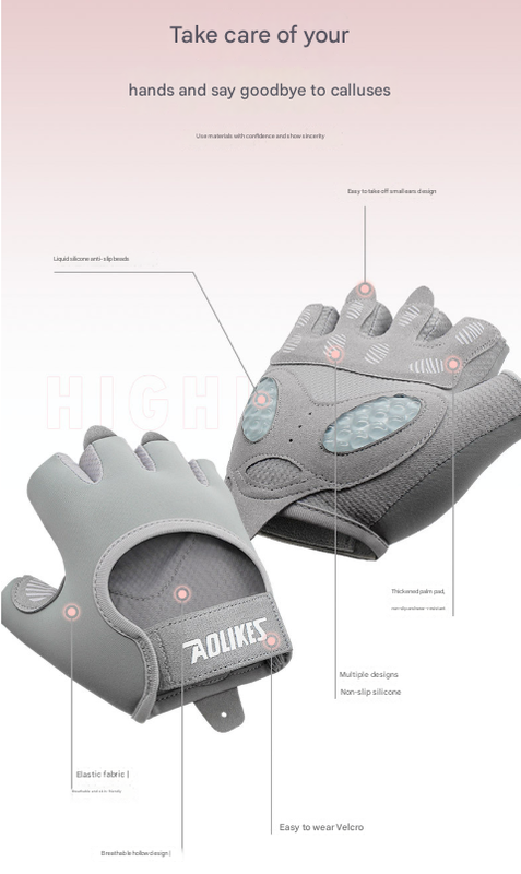S Grey Breathable Gym Training Gloves with Non-Slip Palm Grip
