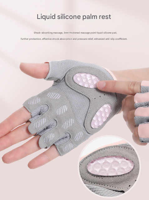 M Grey Breathable Gym Training Gloves with Non-Slip Palm Grip