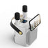 White Portable Karaoke Machine with Dual Wireless Microphones and Smartphone Holder