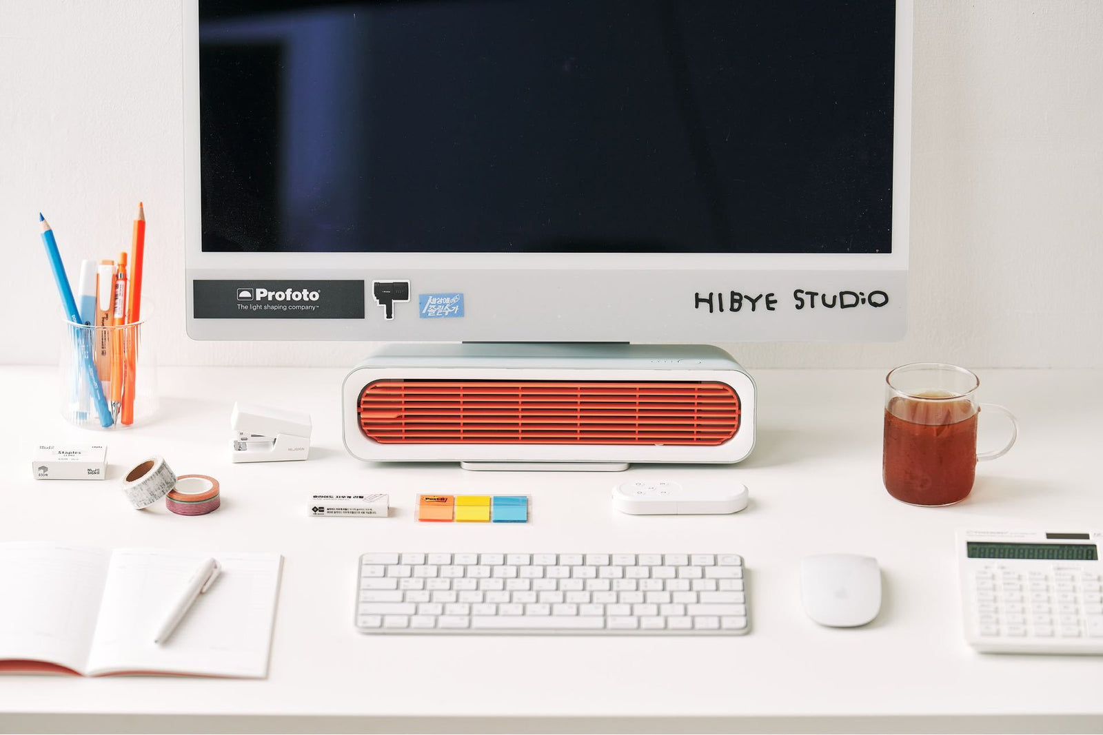 Orange Slim Desktop Rectangular Fan with Modern Design