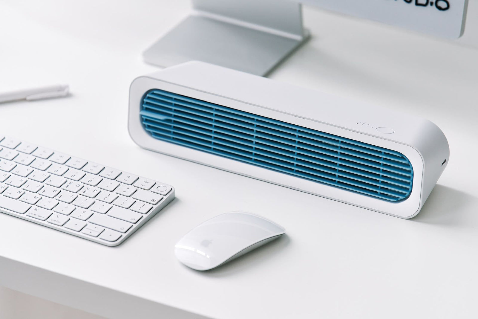 Blue Slim Desktop Rectangular Fan with Modern Design