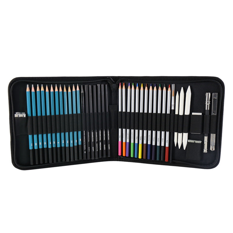 Light Blue 40-Piece Drawing Pencil Set, Professional Art Kit in Convenient Storage Case