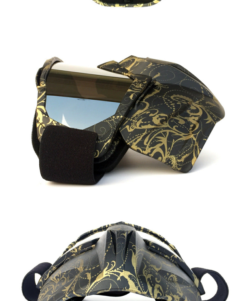 Small Flower Frame Faux Red Flake Full-Face Snow Goggles with Mirror Lens - Ultimate Protection and Comfort