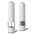 White Elegant Electric Salt and Pepper Grinder - Modern and Compact for Effortless Seasoning