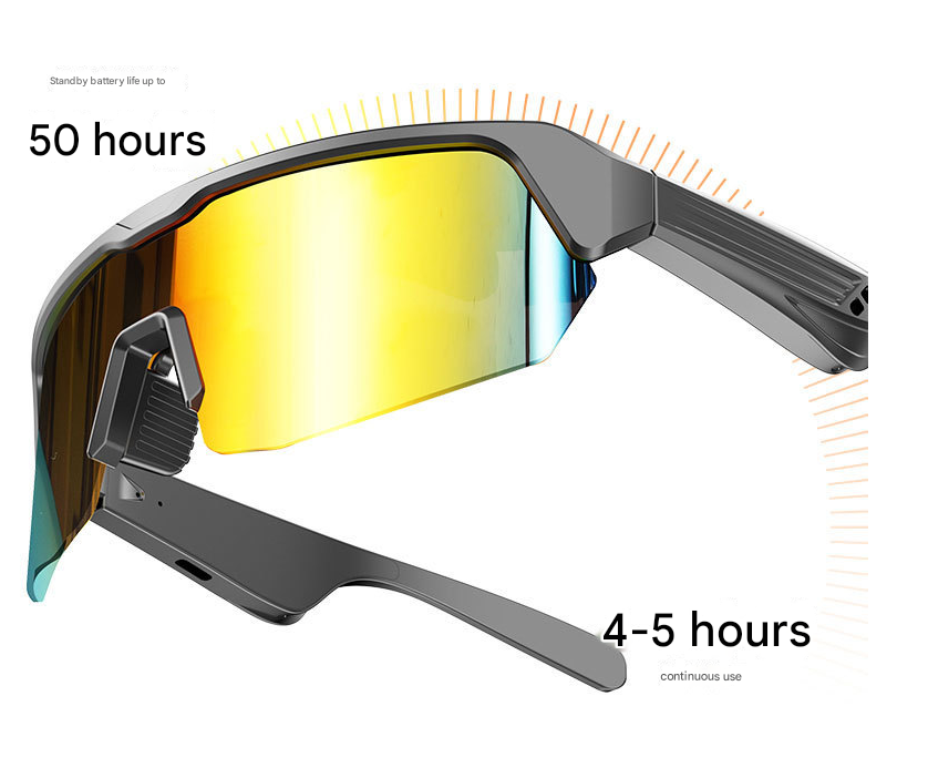 Black Smart Bluetooth Sports Glasses - Ergonomic Design with Soft Nose Bridge, HD Audio, UV Protection