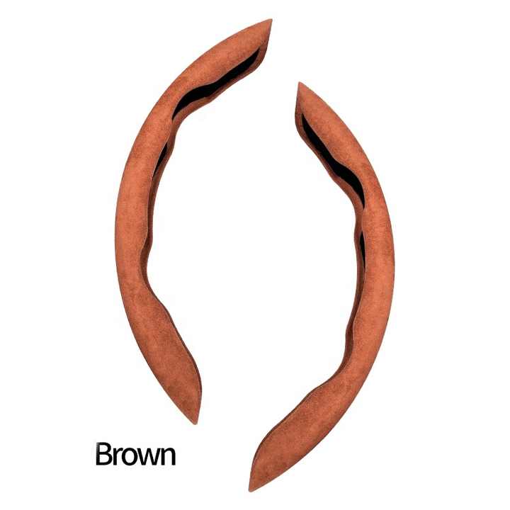 2 PCS Brown Steering Wheel Cover - Soft and Comfortable, Fits 38cm Diameter Steering Wheels