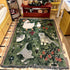 Green Floral Cat Patterned Throw Blanket – Soft and Cozy, 130x160cm with Tassels