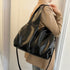 Black Trendy Large Capacity Soft Leather Tote Bag - Women' Shoulder & Crossbody Handbag