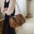 Brown Trendy Large Capacity Soft Leather Tote Bag - Women' Shoulder & Crossbody Handbag