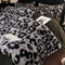 Grey leopard-print Luxury Winter Faux Rabbit Fur Bedding Set - 4-Piece Melange Style Plush Set for 1.8m Beds (200x230cm Duvet Cover)