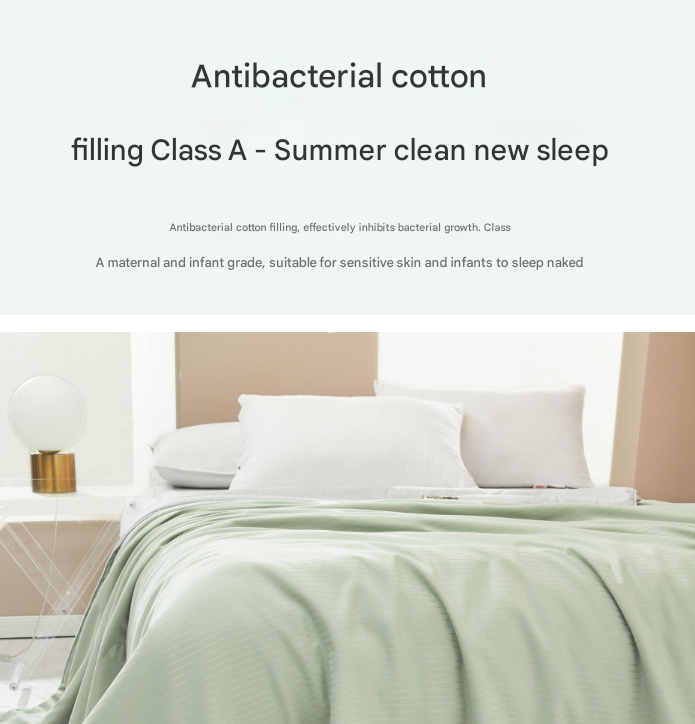 Blue Breathable Cotton Summer Quilt - Lightweight Cooling Blanket for Air-Conditioned Rooms