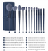 Dark Blue 12-Piece Professional Makeup Brush Set with Cosmetic Bag - Premium Synthetic Fiber, Wooden Handle, Aluminum Tube