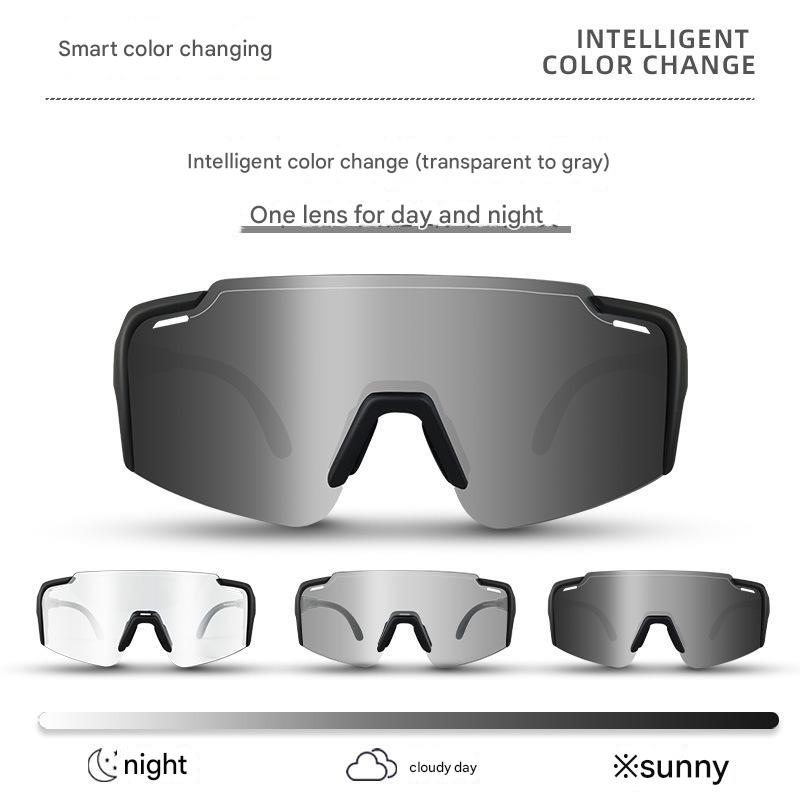 Transparent Color Change Lens Lightweight UV400 Photochromic Cycling Glasses, Anti-Wind Protective Sunglasses for Outdoor Sports