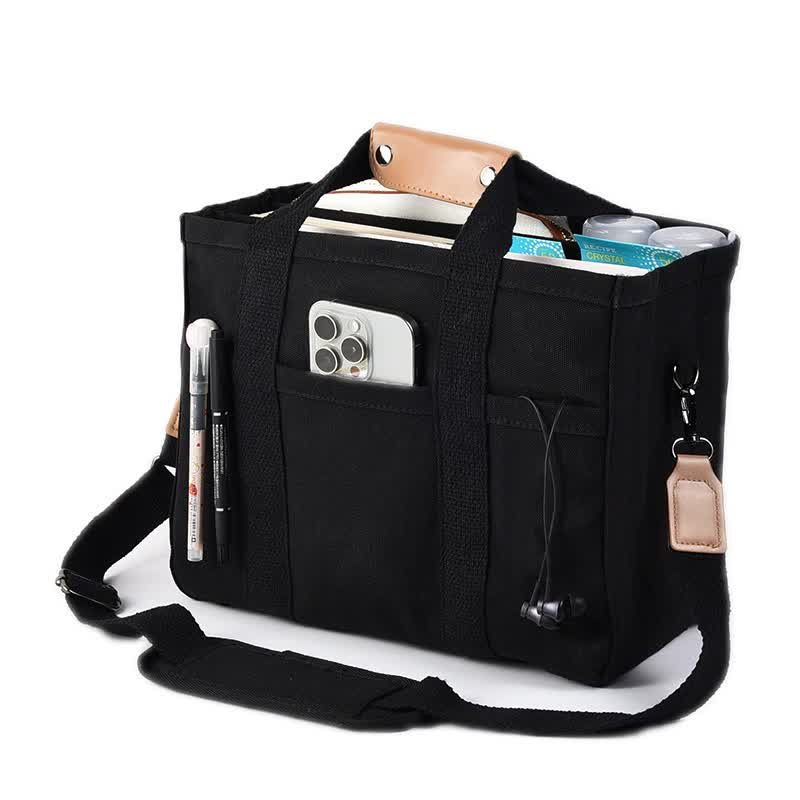 Black Large Capacity Multi-Compartment Tote Bag - Stylish and Versatile for Women, Ideal for Organizing Essentials or as a Mommy BagPhotography props not included