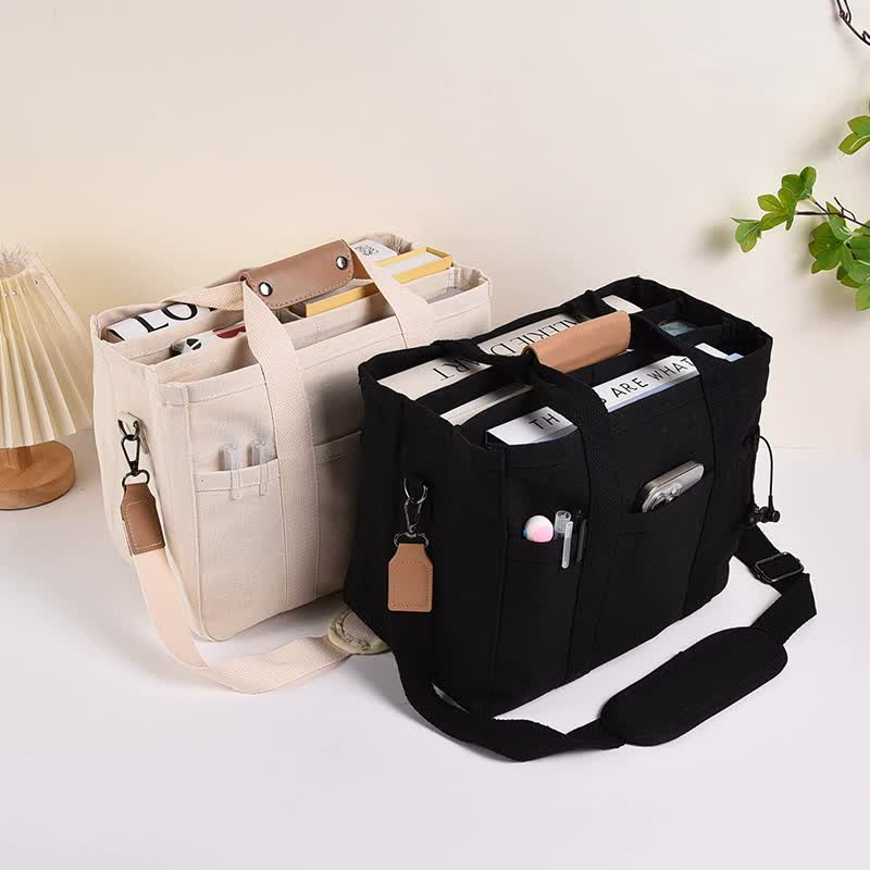Black Large Capacity Multi-Compartment Tote Bag - Stylish and Versatile for Women, Ideal for Organizing Essentials or as a Mommy BagPhotography props not included