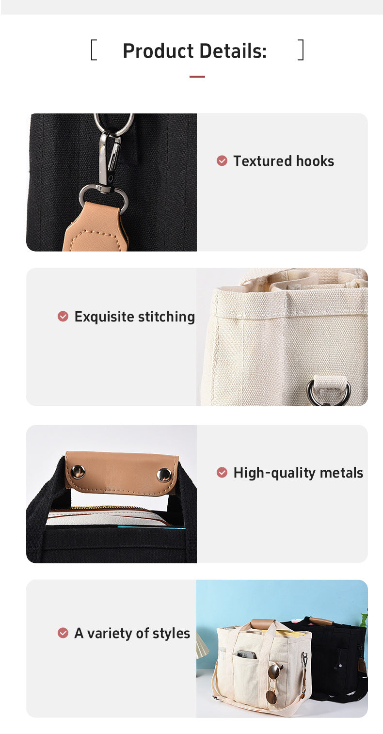 Black Large Capacity Multi-Compartment Tote Bag - Stylish and Versatile for Women, Ideal for Organizing Essentials or as a Mommy BagPhotography props not included