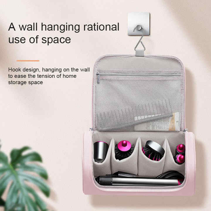 Black Portable PU Storage Bag for Hair Curlers, Hair Dryers, and Styling ToolsHair dryers, etc. are shooting props and are not included in the product