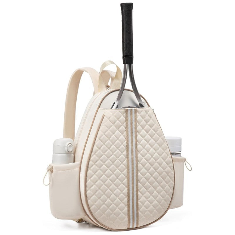 Off White Lightweight Waterproof Tennis Racket Backpack - Multifunction Sling and Backpack for Men and WomenThe water cup racket is a shooting prop and is not included