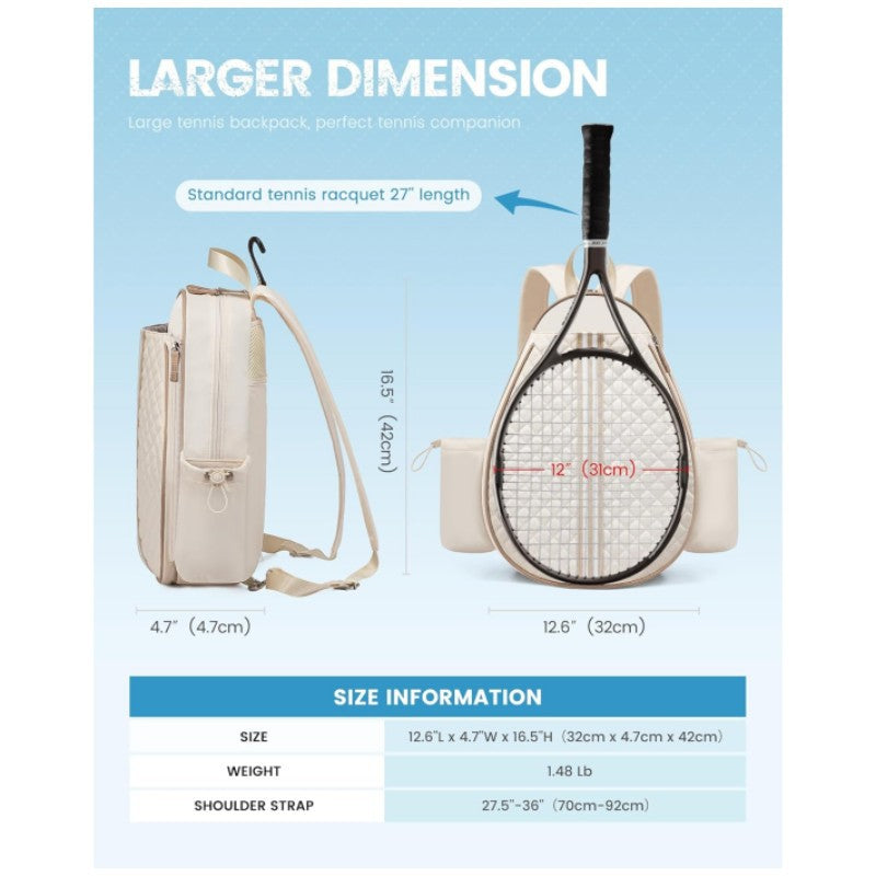 Black Lightweight Waterproof Tennis Racket Backpack - Multifunction Sling and Backpack for Men and WomenThe water cup racket is a shooting prop and is not included