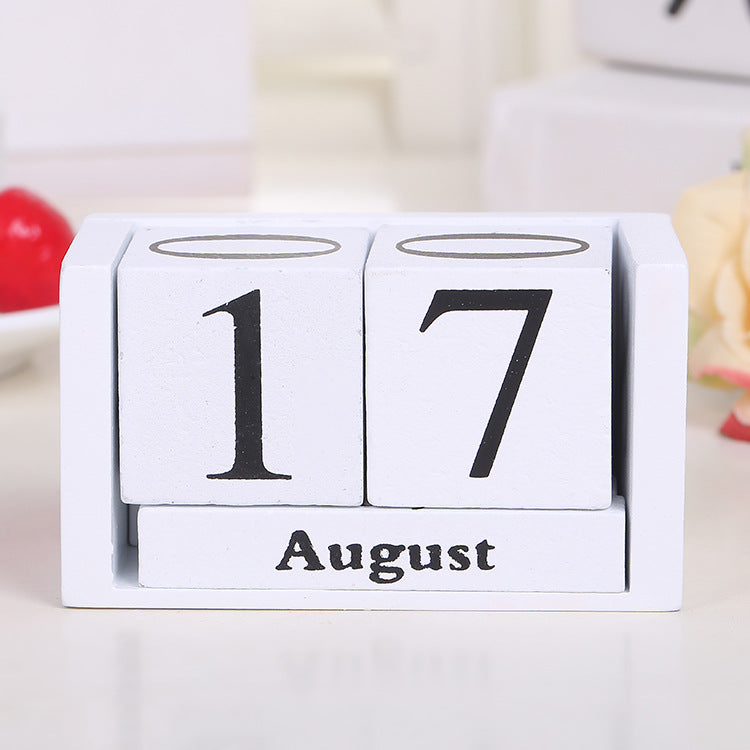 Wooden Calendar Decoration for Home Office White 9.5x4.3x5cm