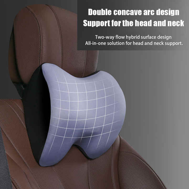 Cloud Grey Memory Foam Car Seat Neck and Lumbar Support Set - Ergonomic Cushion for Office, Home, and Driving