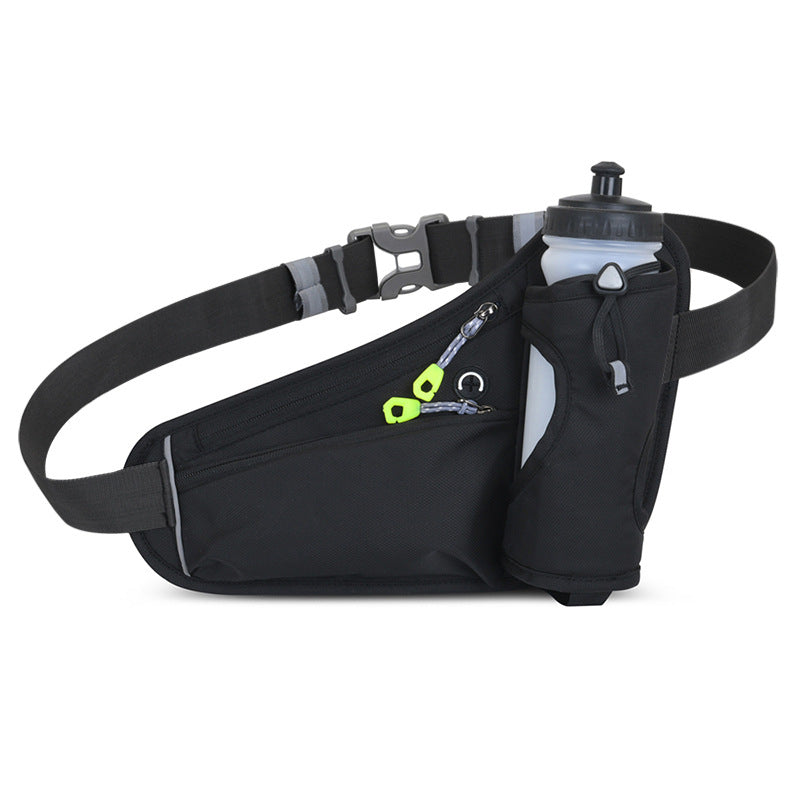 Black Hydration Running Waist Pack  Waterproof Lightweight Sports Belt with Bottle HolderWater bottles are filming props, not included