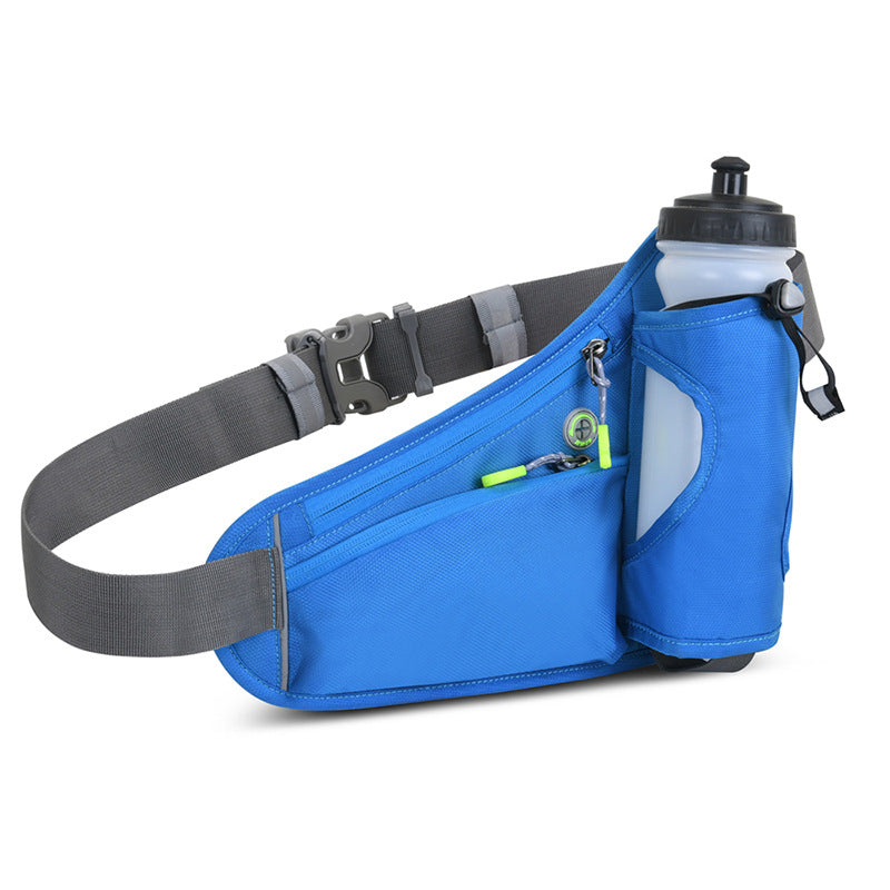 Blue Hydration Running Waist Pack - Waterproof Lightweight Sports Belt with Bottle HolderWater bottles are filming props, not included