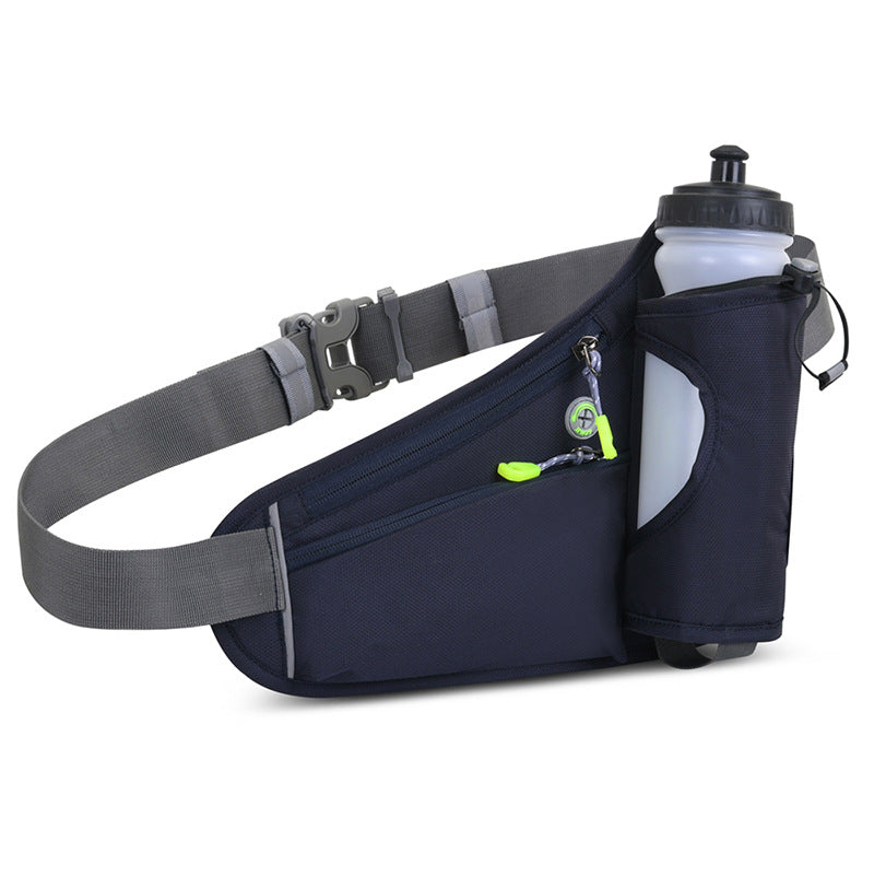 Dark Blue Hydration Running Waist Pack - Waterproof Lightweight Sports Belt with Bottle HolderWater bottles are filming props, not included